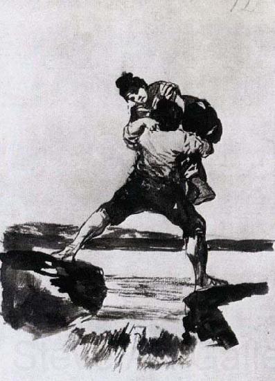 Francisco de goya y Lucientes Peasant Carrying a Woman Norge oil painting art